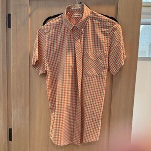 Ben Sherman Men's Orange and White Plaid Shirt